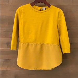 COS Silk Paneled Knit Top Button Back Sweater